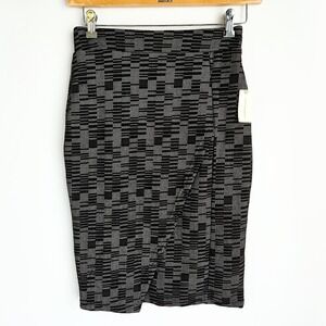 Anthropologie Maeve Bobbie Pencil Skirt XS Asymmetrical Black/Gray New w/ Tag